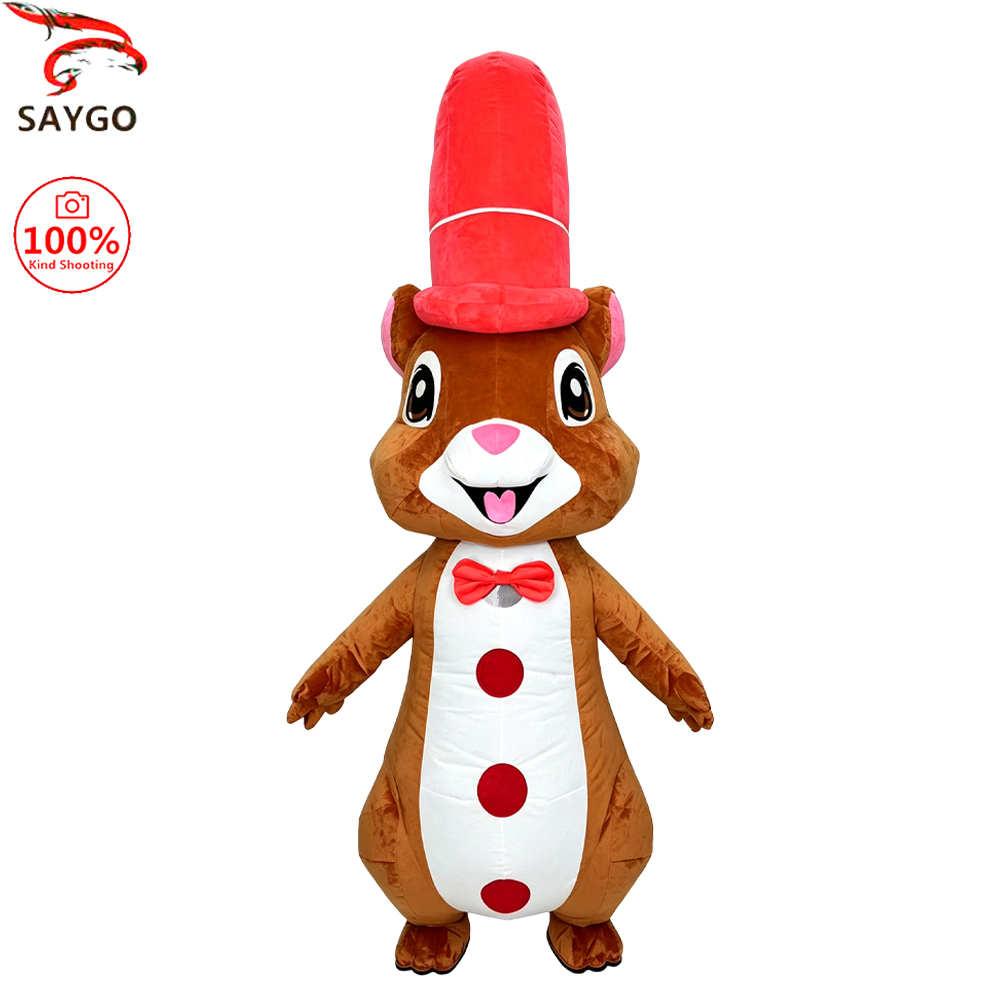 Event & Party Supply - SAYGO Roter Eichhörnchen-Aufblasbarer Kostüm-Maskottchen-Parade-Set für Erwachsene,