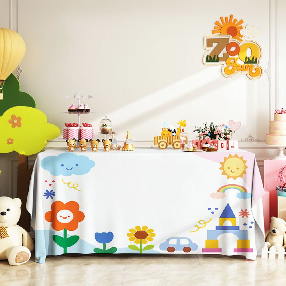 Dessert Table Backdrop - Tischdecke für Geburtstagsfeiern, wasserdichter Stoff, Tischüberzug