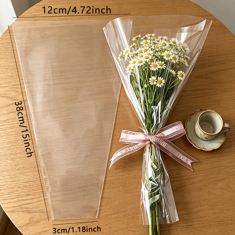 Event Party Shop - 52 Stück transparente Plastik-Blumenstrauß-Verpackungsbeutel, geeignet zum