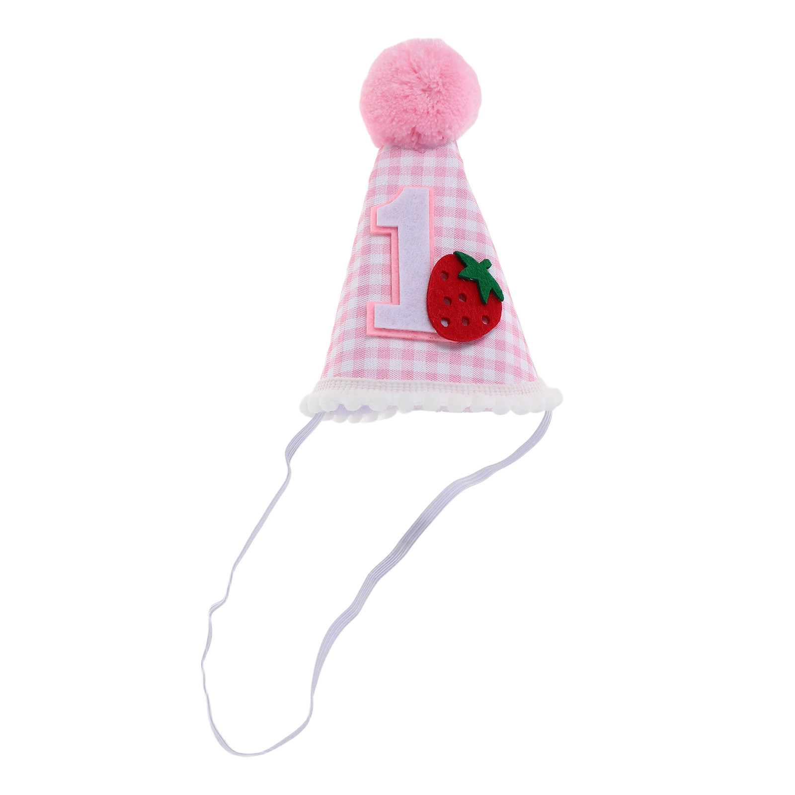 Party Hat Cone - Erdbeerkegel-Geburtstagsmütze Rosa 1. Geburtstag Party Beeren-Dekoration