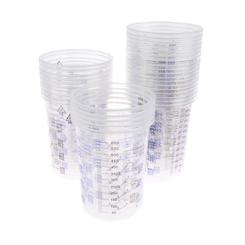 Plastic Cup 50Pcs - 10/50 Stück Farbmischbecher aus Kunststoff, kalibrierte