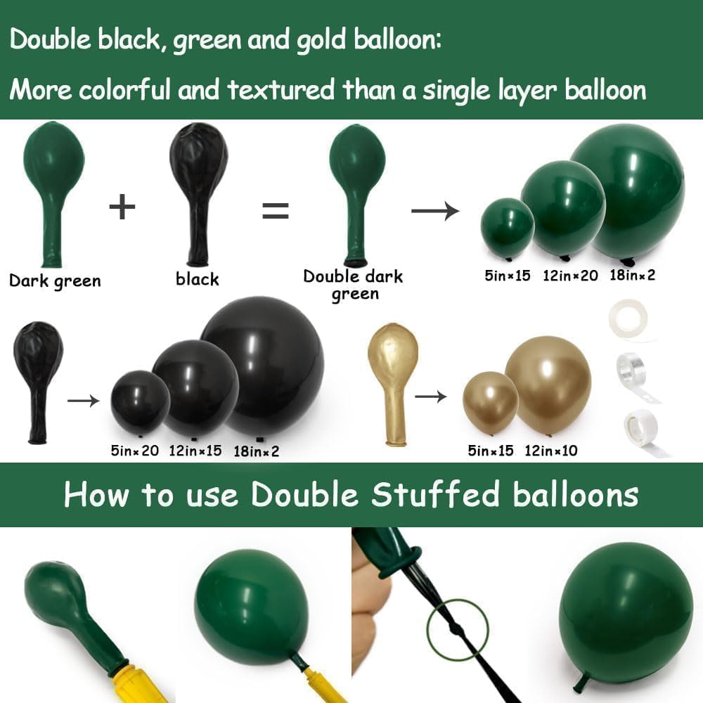 Schwarz-Grün-Gold Ballongirlan – Balloon Arch Kit Bewertung und Preis