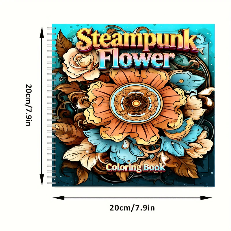 Malbuch „Steampunk-Blumen“ für – Supply Event Bewertung und Preis